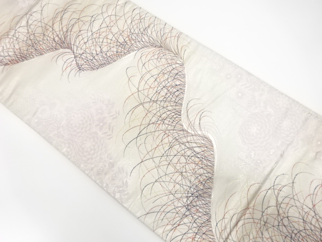 JAPANESE KIMONO / ANTIQUE FUKURO OBI / SILK / WOVEN FLOWER